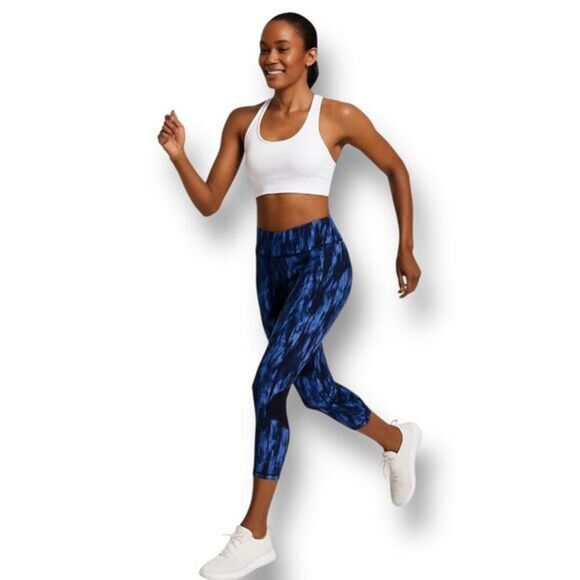 Lululemon 4 Blue Black High Rise Capri Leggings Luxtreme Pace Rival Running Yoga - Picture 1 of 13